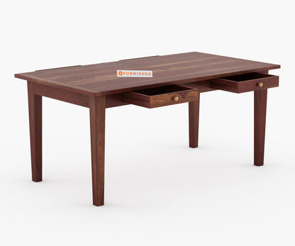 Agoda Sheesham Wood 6 seater Dining Table with 2 Drawers - Furnishka