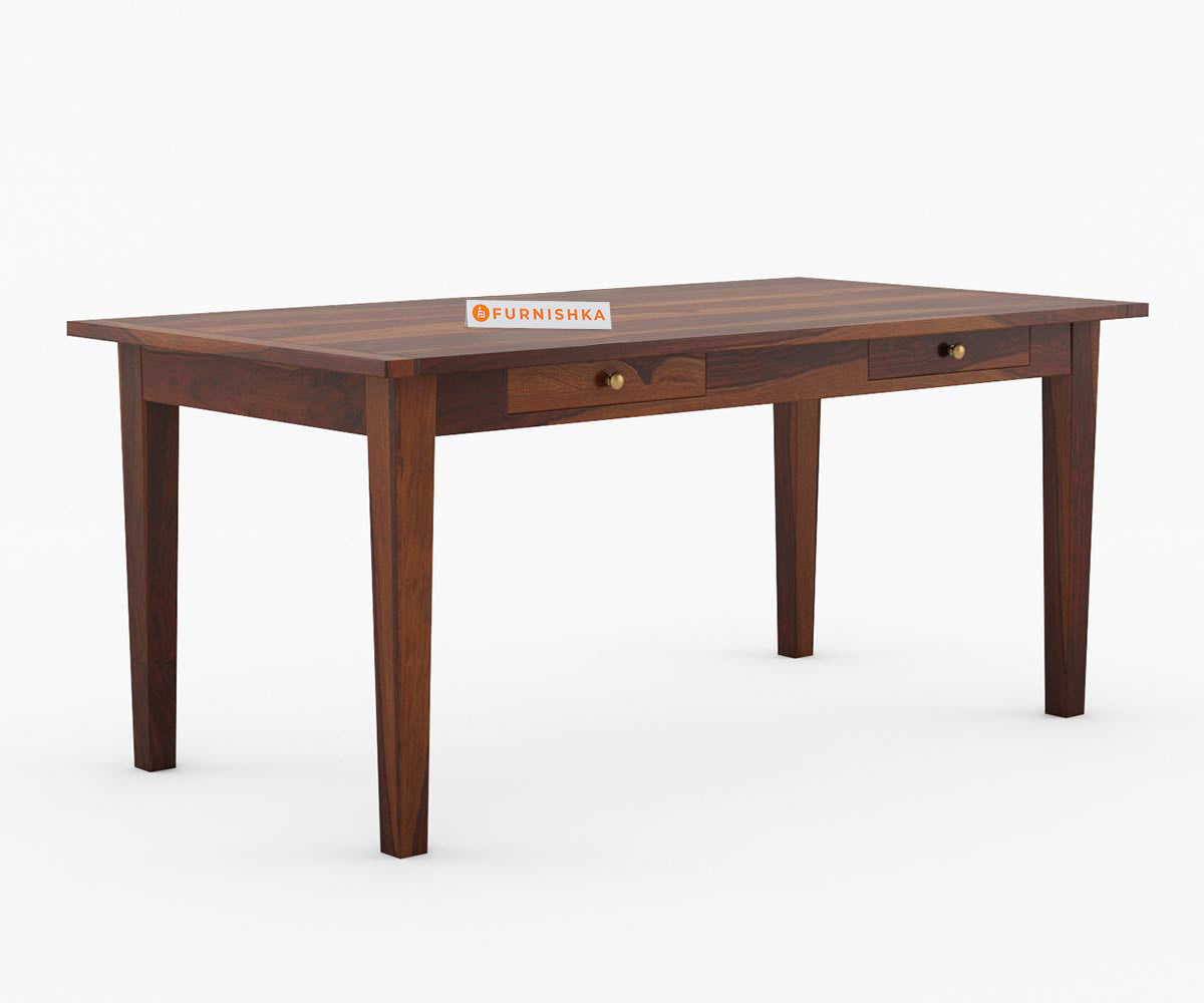 Agoda Sheesham Wood 6 seater Dining Table with 2 Drawers - Furnishka