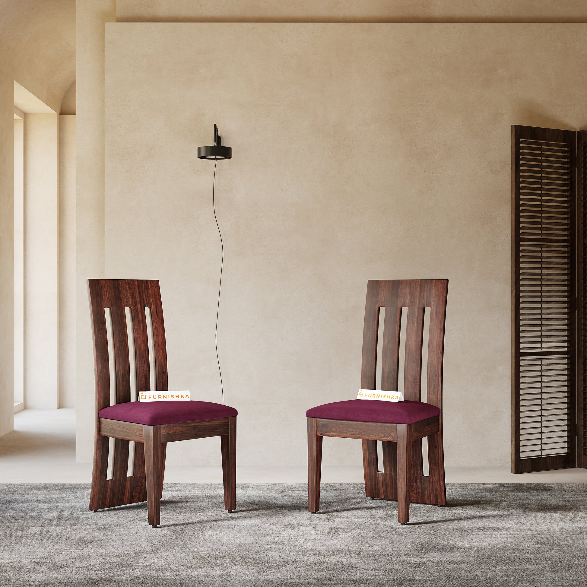 Akira Sheesham Dining Chair Red Wine - Furnishka 