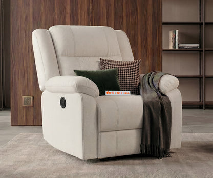 Alex 1 Seater Electric Motorised Recliner in Light Cream - Furnishka 