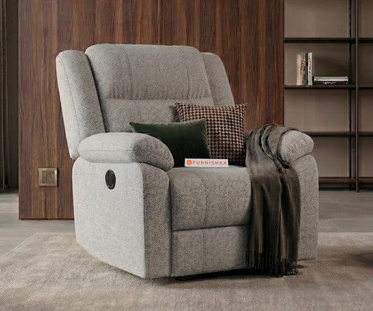 Alex 1 Seater Electric Motorised Recliner in Light Grey - Furnishka 