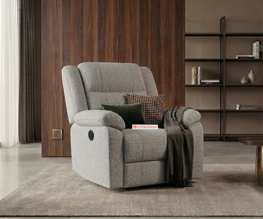 Alex 1 Seater Electric Motorised Recliner in Light Grey - Furnishka 