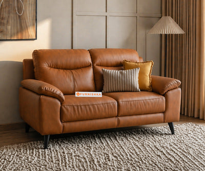 Alexandria 2 Seater Leather Sofa-Saddle