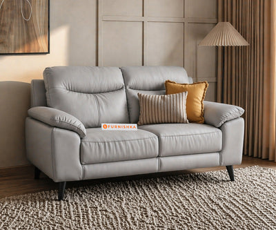 Alexandria 2 Seater Leather Sofa-Silver Grey