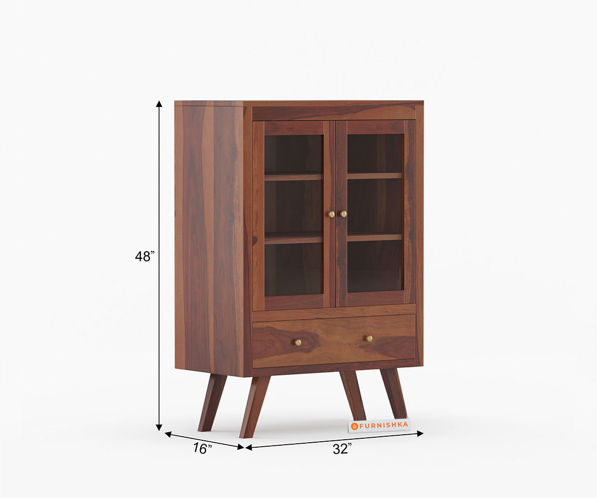 Almeda Crockery Sheesham Wood Kitchen Cabinet - Furnishka 