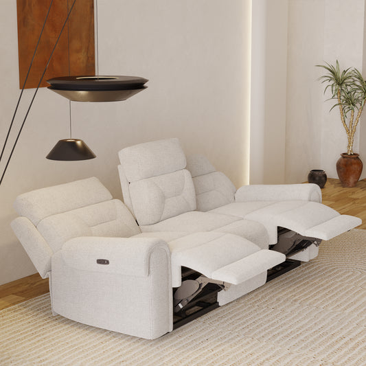Alpen 3+2 Seater Recliner with Console and Rock - Cream - Furnishka