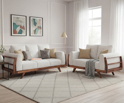 Amaari 3+2 Seater Sofa Set With Anthology Fabric Light Beige