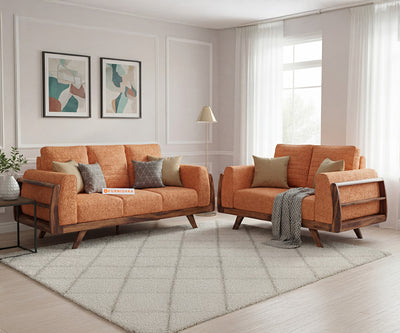 Amaari 3+2 Seater Sofa Set With Anthology Fabric Orange