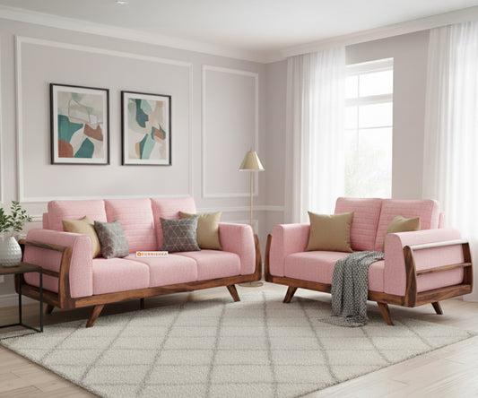 Amaari 3+2 Sofa Set Seater Flamingo Pink - Furnishka