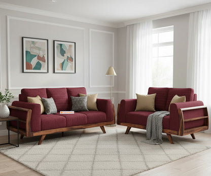 Amaari 3+2 Sofa Set Seater Red Wine - Furnishka 