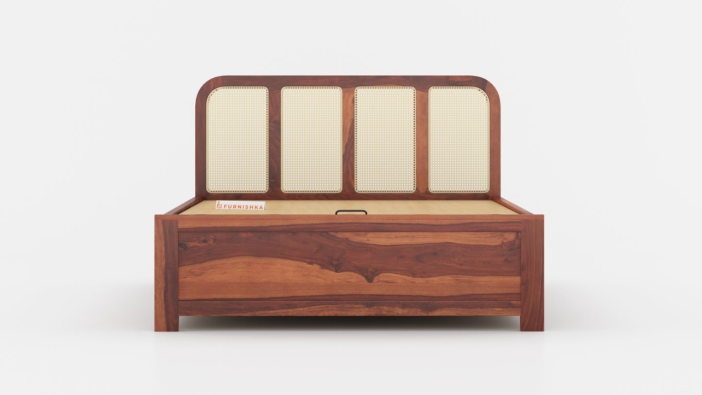 Amara Hydraulic Bed in Sheesham - King Size - Furnishka 