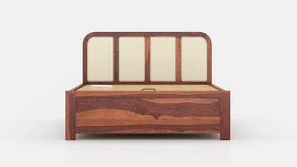 Amara Hydraulic Bed in Sheesham - King Size - Furnishka 