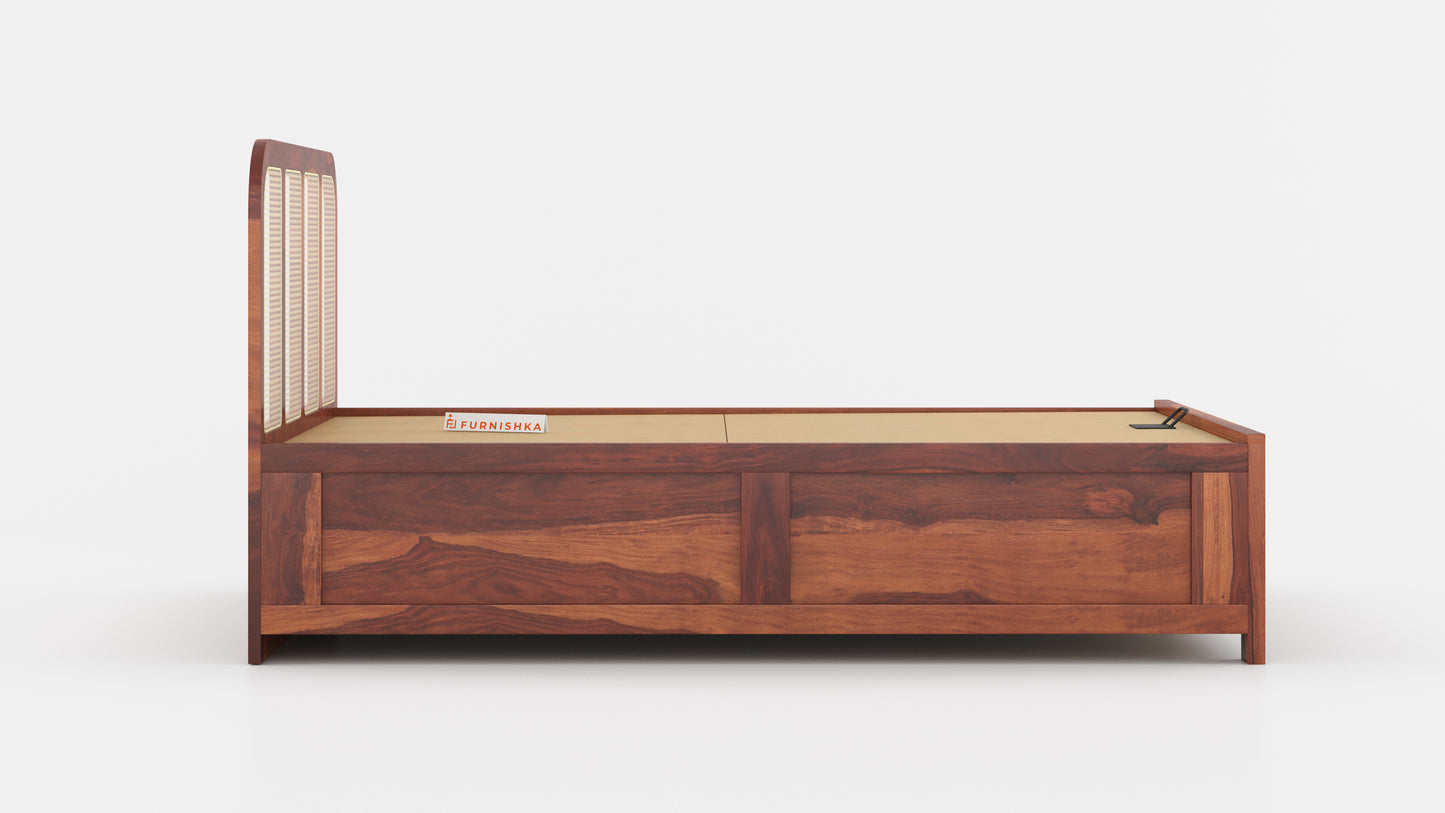 Amara Hydraulic Bed in Sheesham - King Size - Furnishka 