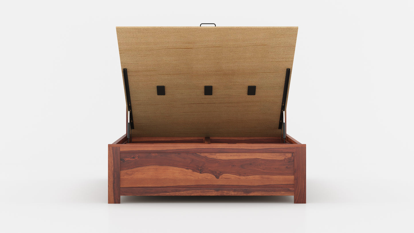 Amara Hydraulic Bed in Sheesham - King Size - Furnishka 