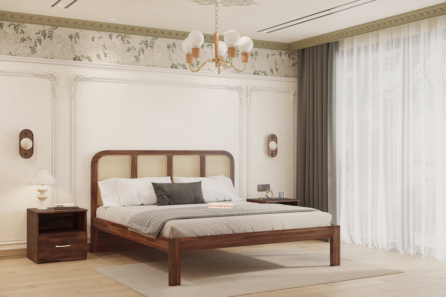 Amara Non Storage in Sheesham - Queen Size - Furnishka 