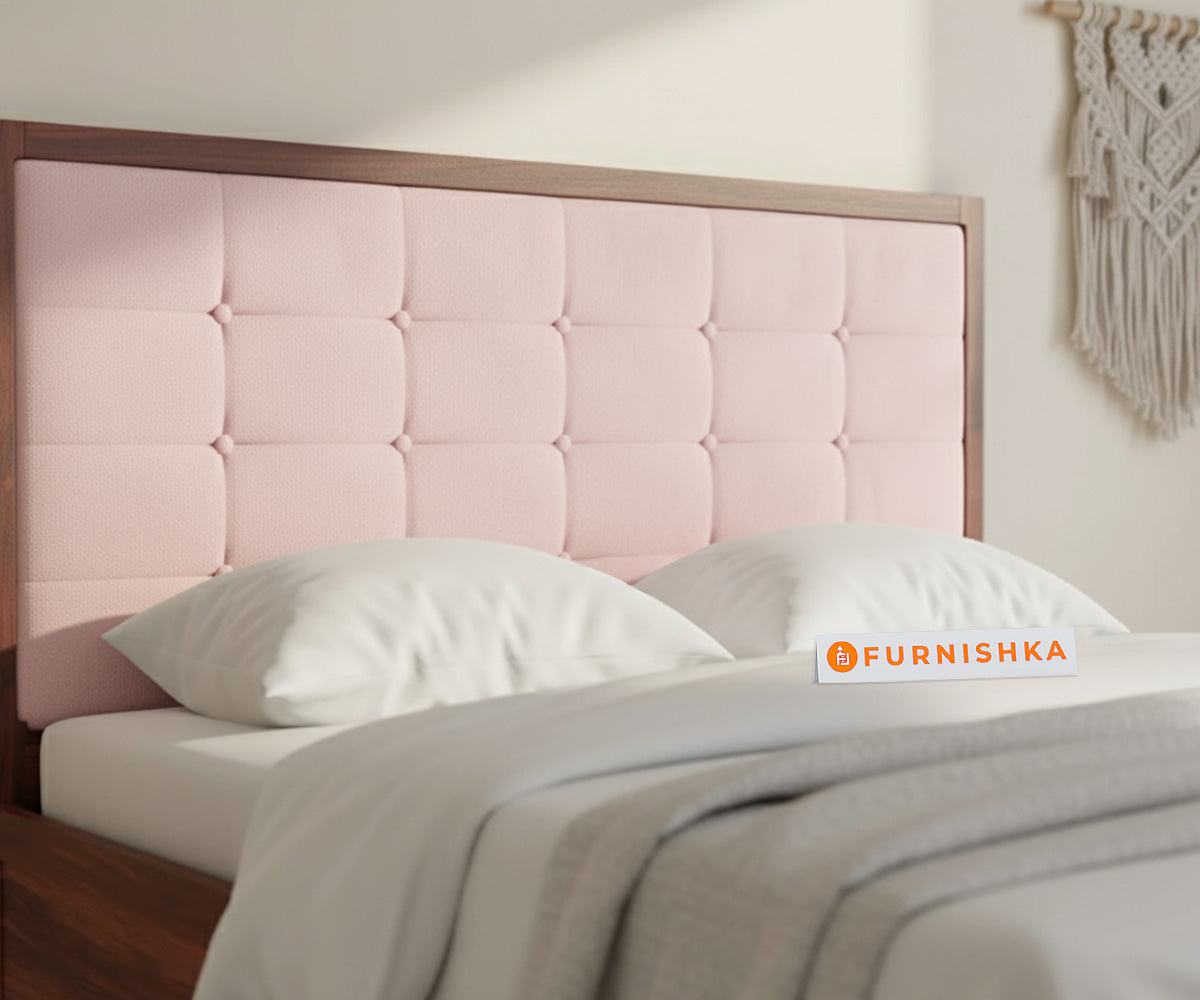 Amblyn Sheesham Wood Box Storage Bed King Size - Flamingo Pink - Furnishka 