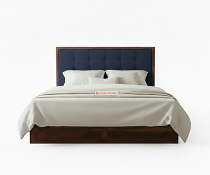 Amblyn Sheesham Wood Box Storage Bed King Size - Persian Blue - Furnishka 