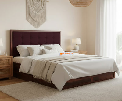 Amblyn Sheesham Wood Box Storage Bed King Size - Red Wine