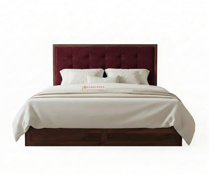 Amblyn Sheesham Wood Box Storage Bed King Size - Red Wine - Furnishka 