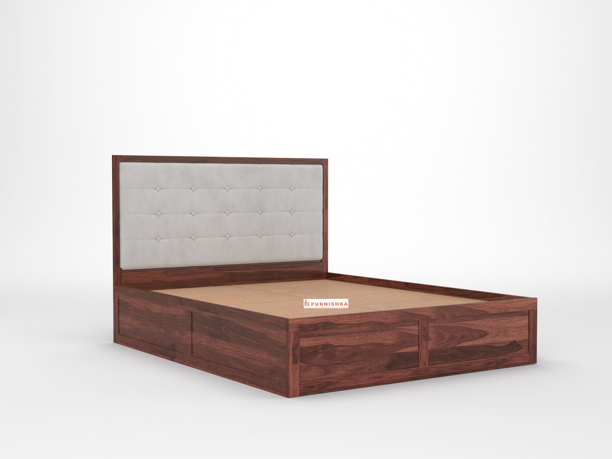 Amblyn Sheesham Wood Box Storage Bed King Size - Space Grey - Furnishka 