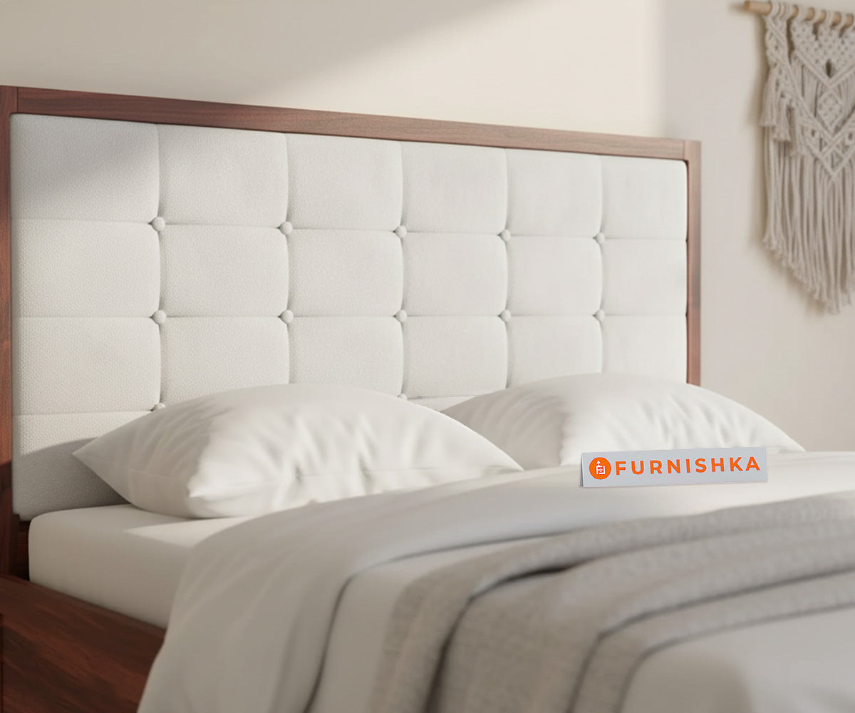 Amblyn Sheesham Wood Box Storage Bed King Size - Trout Light Grey - Furnishka 