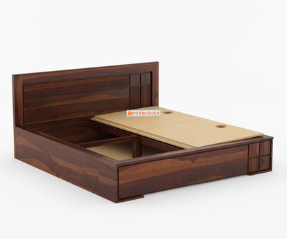 Amelia Sheesham wood Bed King Size Box Storage - Furnishka 