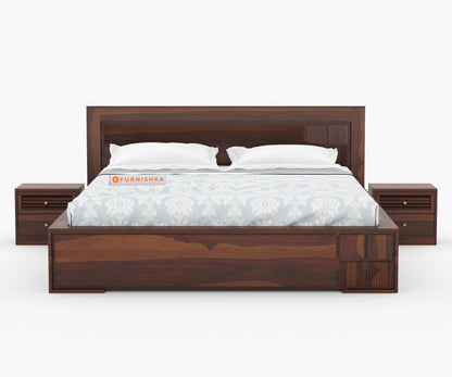 Amelia Sheesham wood Bed King Size Box Storage - Furnishka 