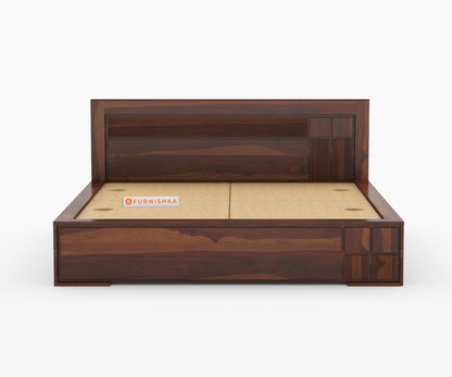 Amelia Sheesham wood Bed King Size Box Storage