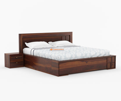 Amelia Sheesham wood Bed King Size Box Storage