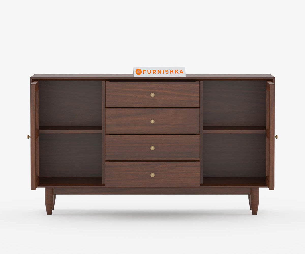 Angela acacia Wood Cane Chest of Drawer - Furnishka 