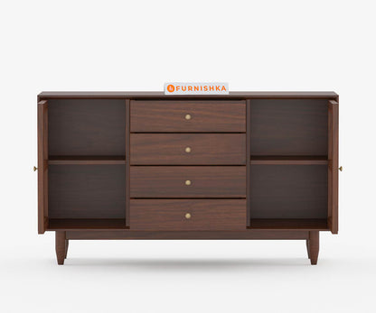 Angela acacia Wood Cane Chest of Drawer - Furnishka 