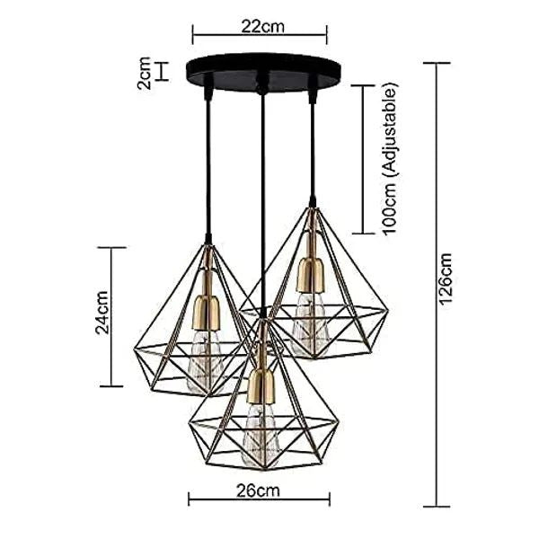 Archive 3D Lights Cluster Aluminum Diamond Pendant Hanging Lamp - Furnishka 