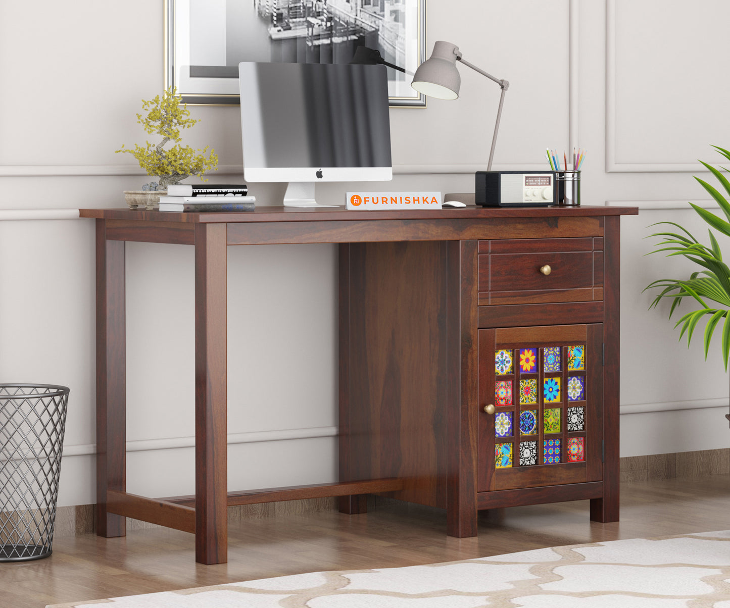 Aria Sheesham Wood Study Table (Brown Finish)