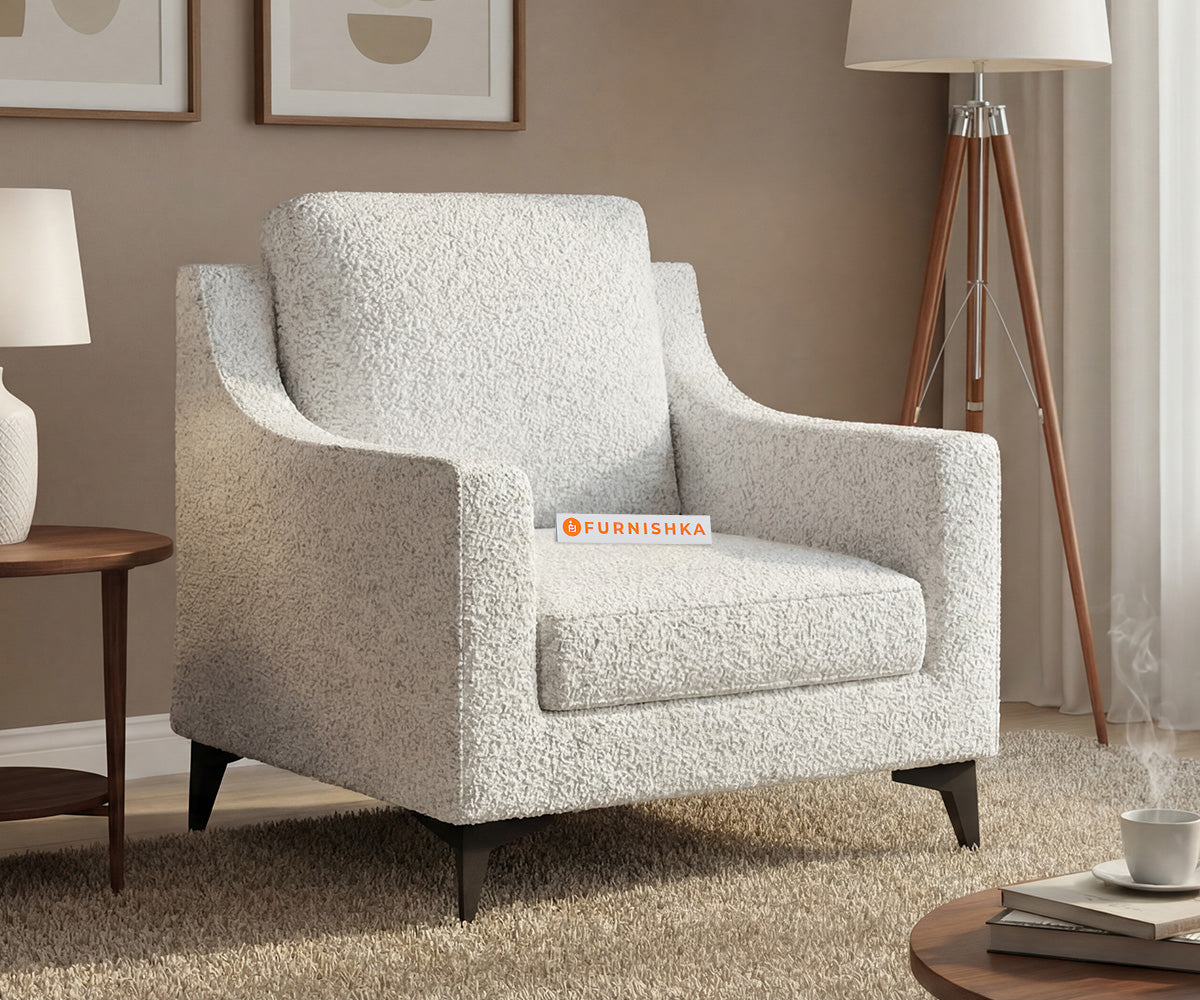 Arrasso 1 Seater Sofa Set With Anthology Fabric Light Beige - Furnishka