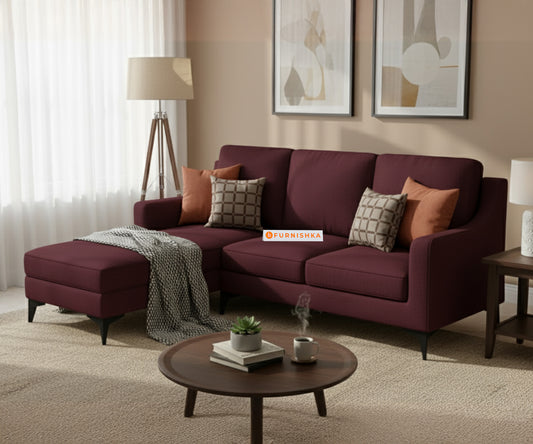 Arrasso 2+LHS Sectional Sofa - Dark Red Wine - Furnishka 