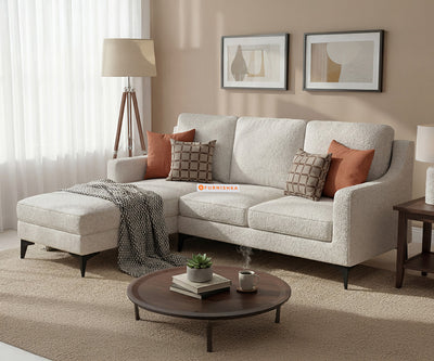 Arrasso 2 Seater L Shape Sofa with Anthology Fabric Light Beige-LHS