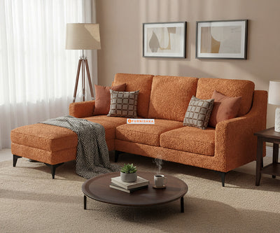 Arrasso 2 Seater L Shape Sofa with Anthology Fabric Orange-LHS