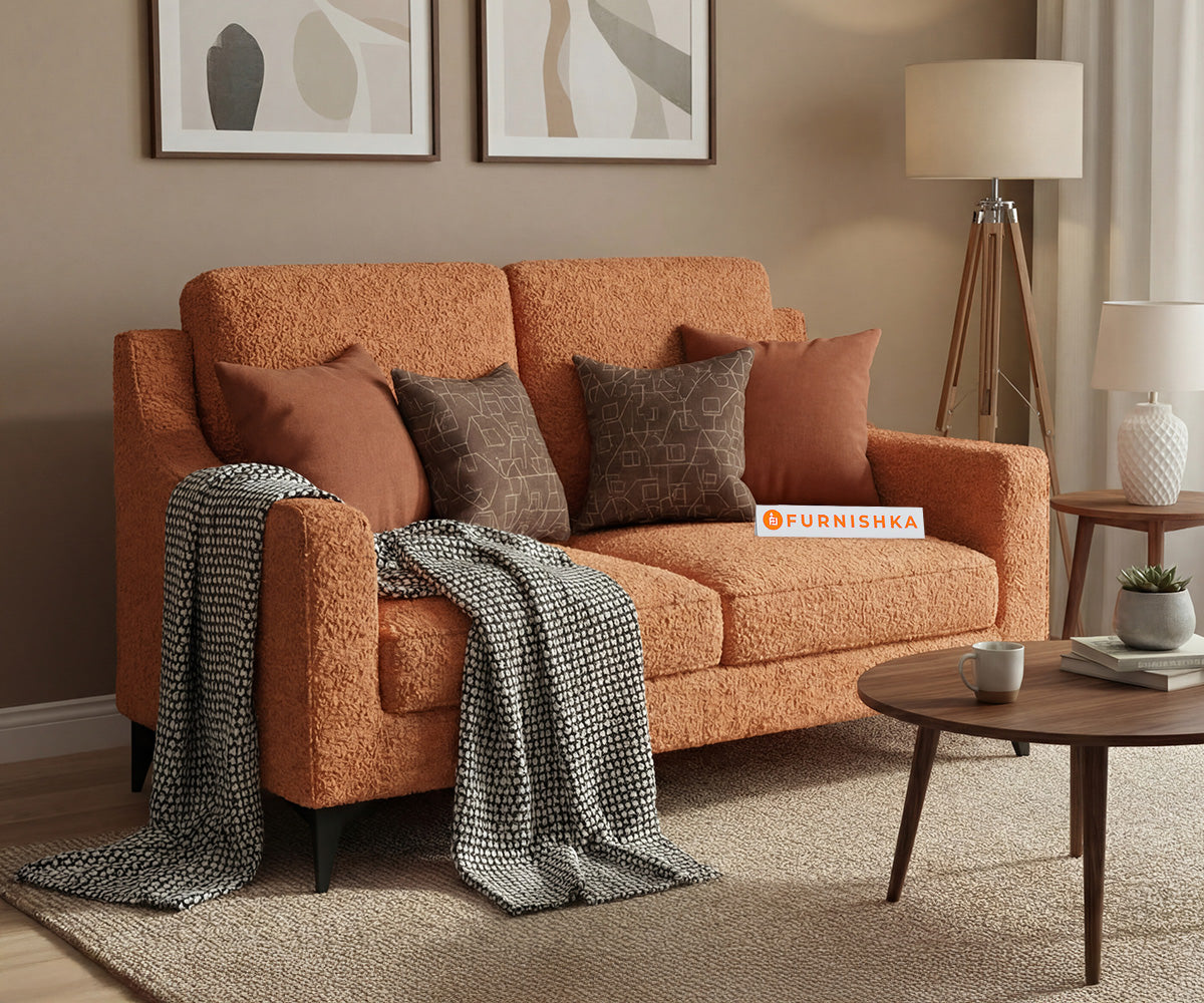 Arrasso 2 Seater Sofa Set With Anthology Fabric Orange - Furnishka