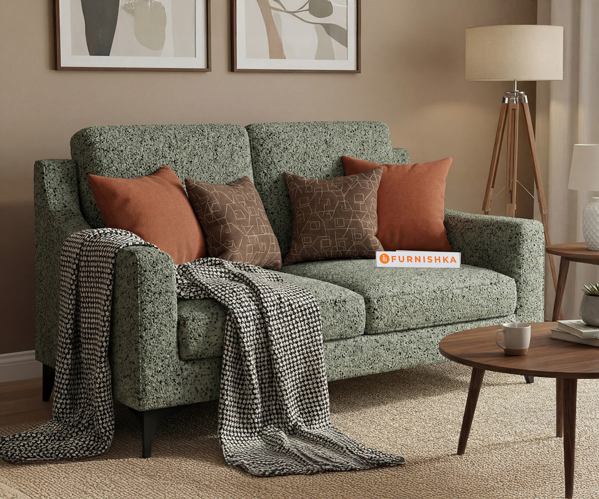 Arrasso 2 Seater Sofa Set With Anthology Fabric Pine Green - Furnishka
