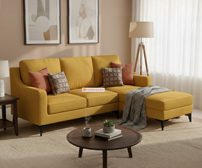 Arrasso 2+Sectional Sofa RHS - Mustard Yellow - Furnishka 