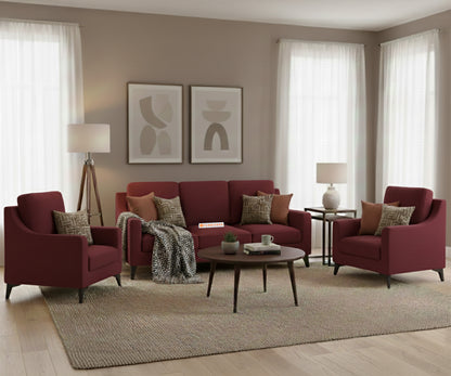 Arrasso 3+1+1 Seater Sofa Set Red Wine - Furnishka 