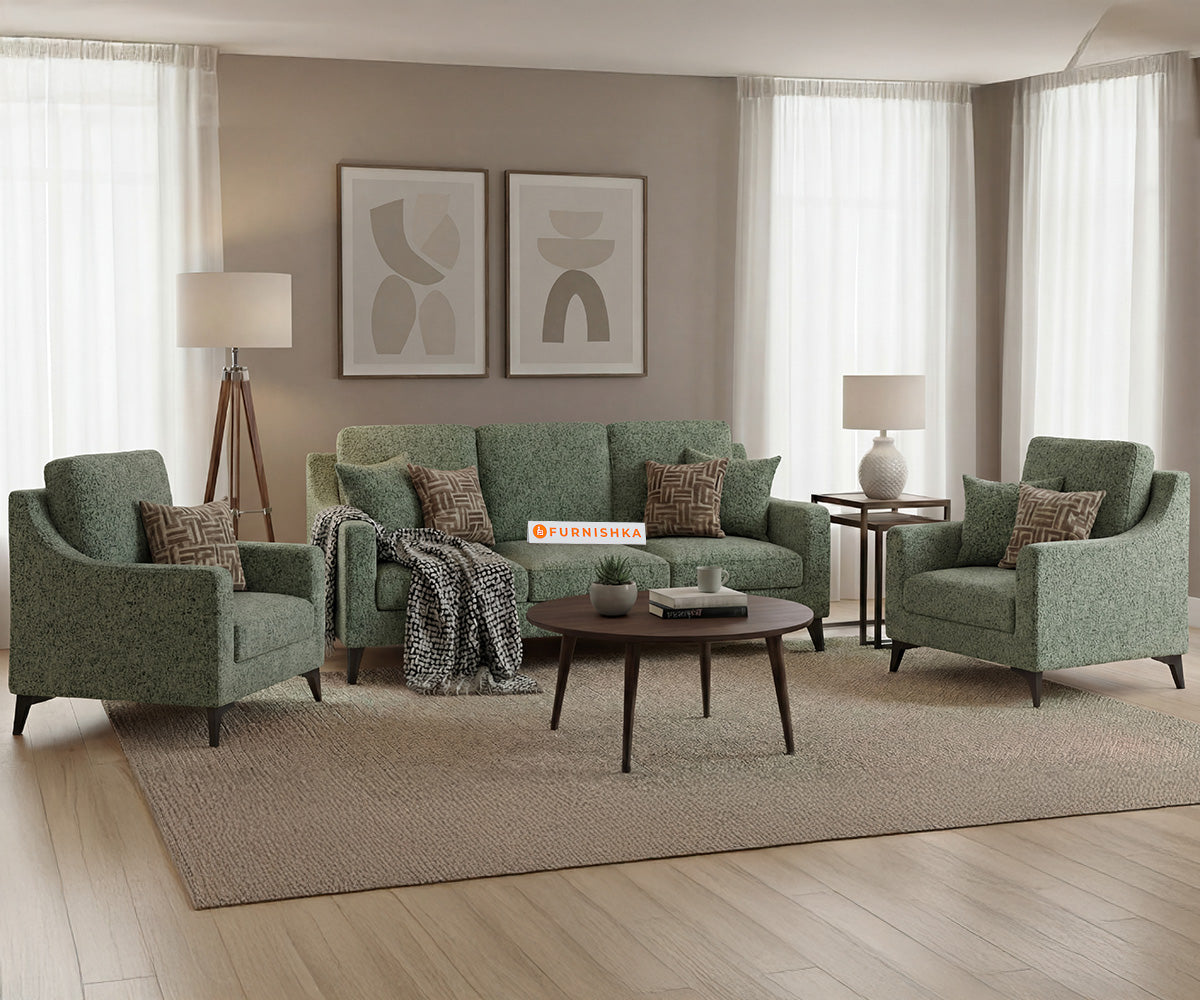 Arrasso 3+1+1 Seater Sofa Set With Anthology Fabric Pine Green - Furnishka