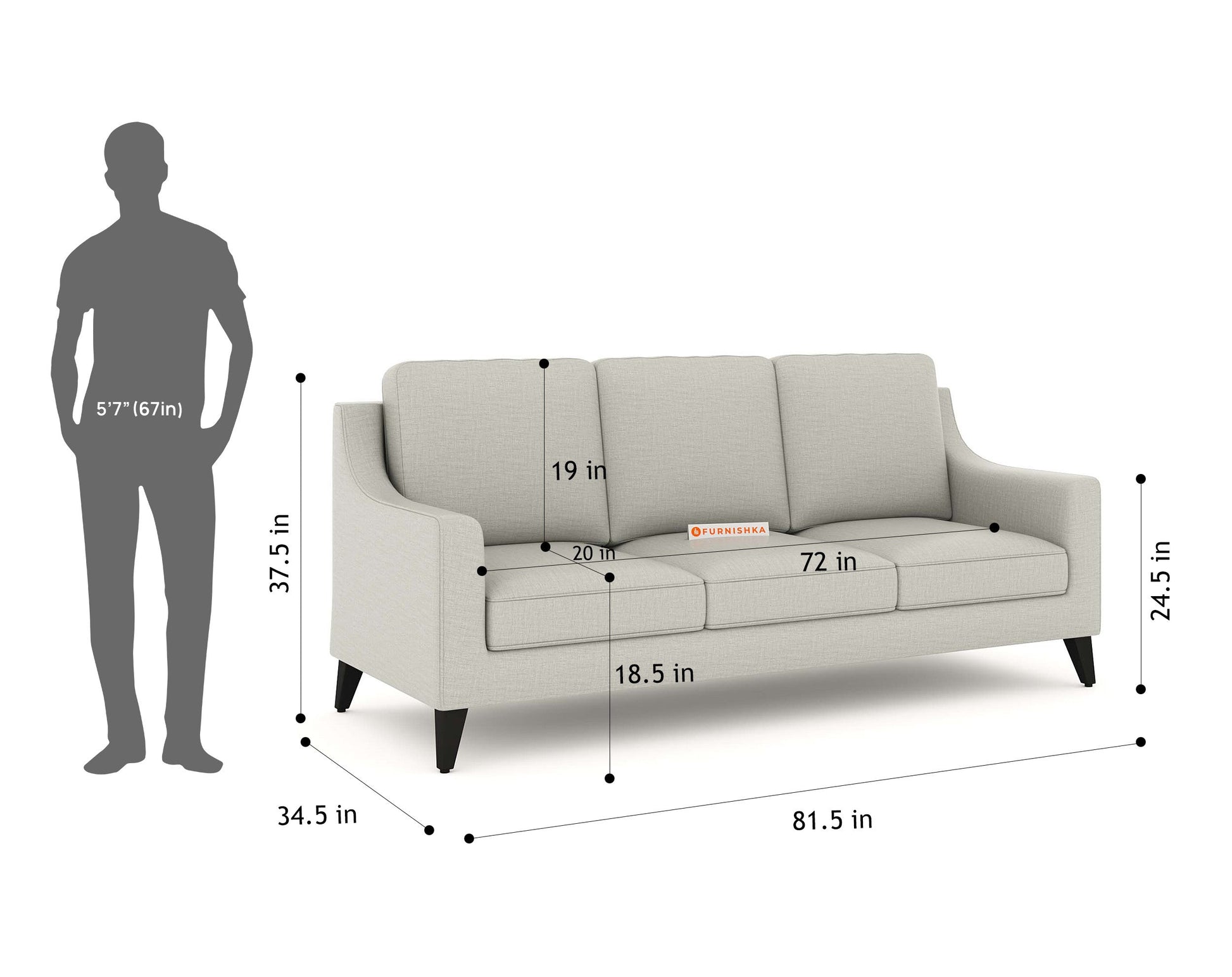 Arrasso 3+2 Seater Sofa Light Beige - Furnishka 