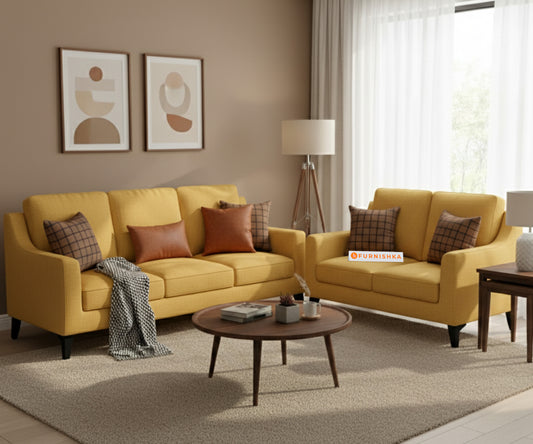 Arrasso 3+2 Seater Sofa Mustard Yellow - Furnishka 