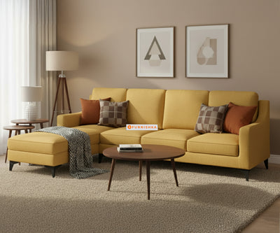 Arrasso 3+LHS Sectional Sofa - Mustard Yellow