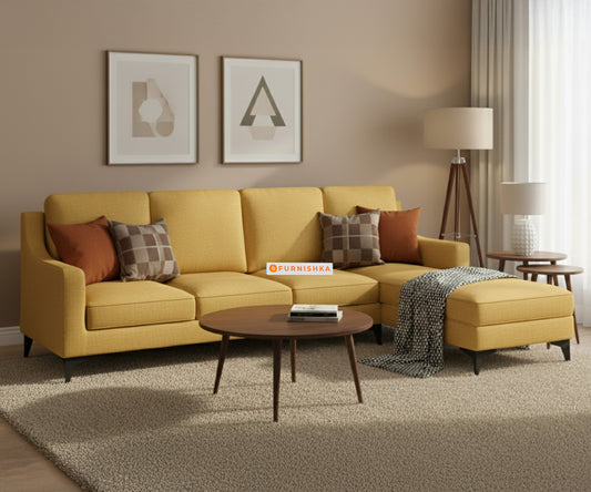 Arrasso 3+RHS Sectional Sofa- Mustard Yellow - Furnishka 
