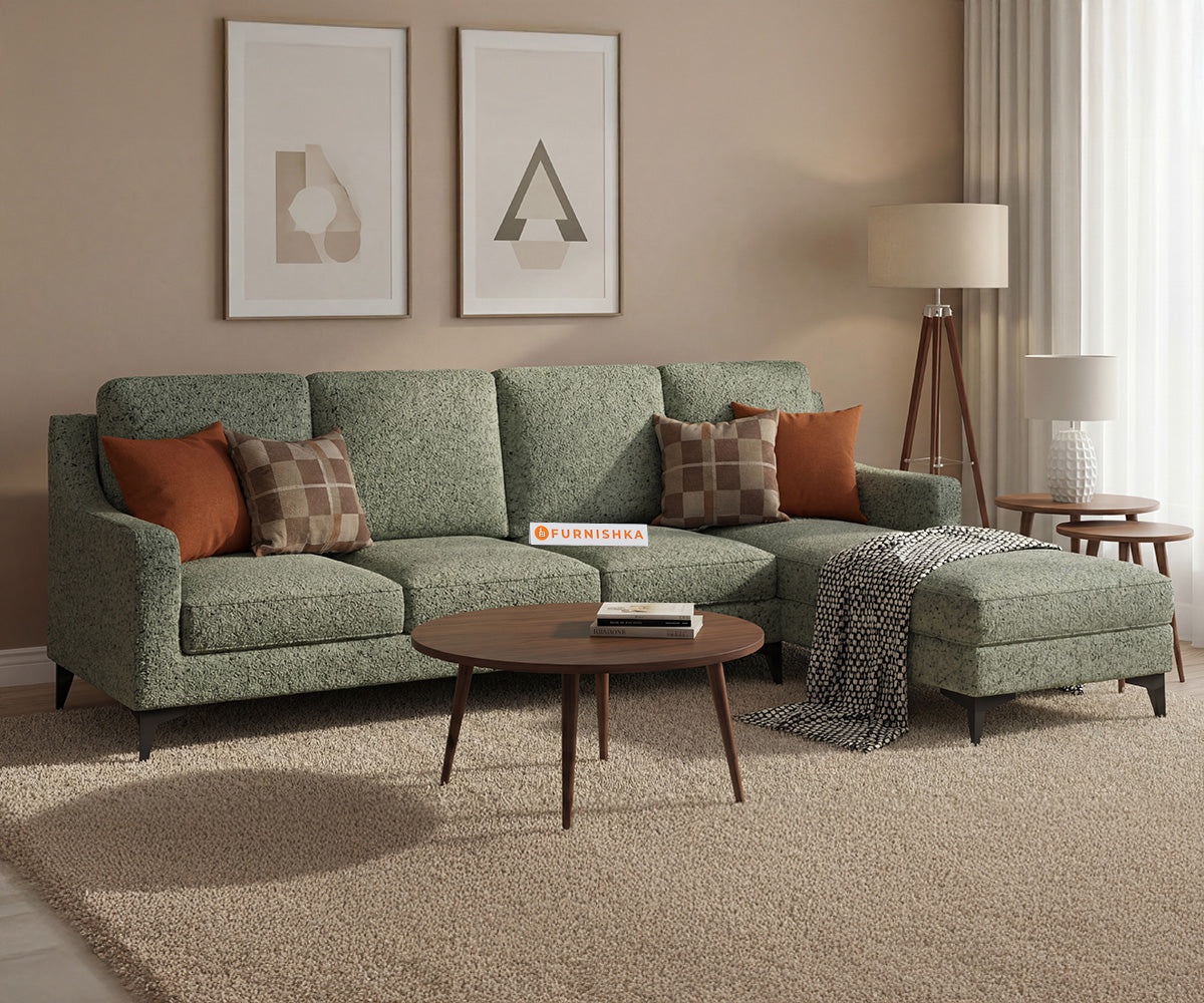 Arrasso 3 Seater L Shape Sofas with Anthology Fabric Green-RHS - Furnishka