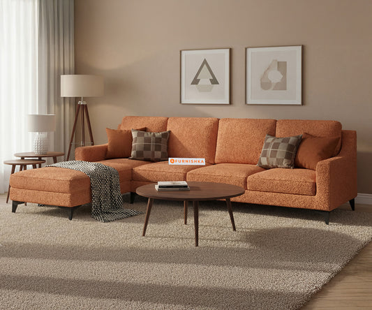 Arrasso 3 Seater L Shape Sofas with Anthology Fabric Orange-LHS - Furnishka
