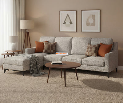 Arrasso 3 Seater L Shape Sofas with Anthology Fabric Grey -LHS