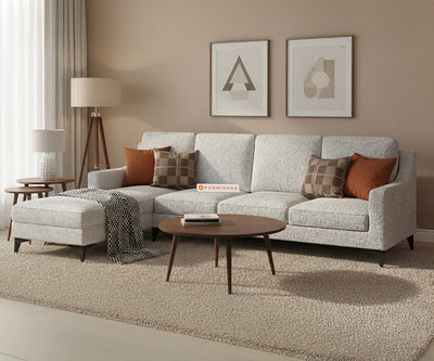 Arrasso 3 Seater L Shape Sofas with Anthology Fabric Light Beige-LHS
